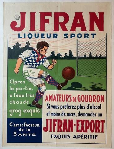 Affiche sportive de la liqueur JIFRAN 1930